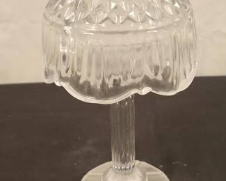 Vintage Fairy Candle Lamp Clear Glass Cut glass Tall Base w Diamond Design