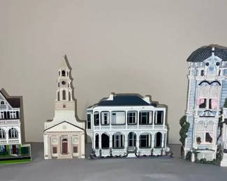 Mini Architectural Models 3 Wood 1 Ceramic