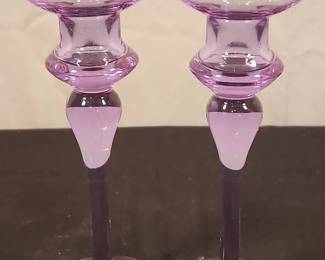 Purple Glass Candle Holders