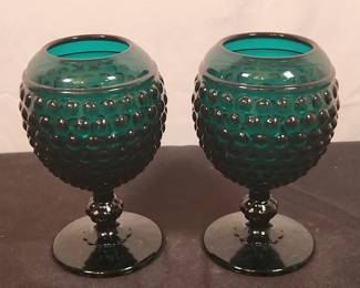Green Hobnail Goblets