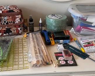 Crafting Supplies Lot with Pup Basket