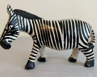8 Handpainted Carved Wood Zebra Figure