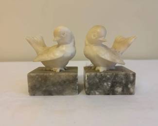 Vintage Italian Alabaster Bird Bookends