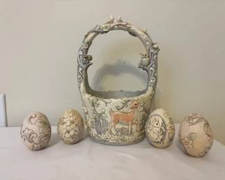 Jim Shore Heartwood Creek Follow Your Path Woodland Basket