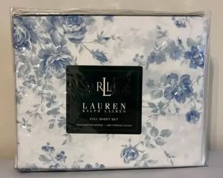 Ralph Lauren Full Sheet Set Blue Floral Pattern