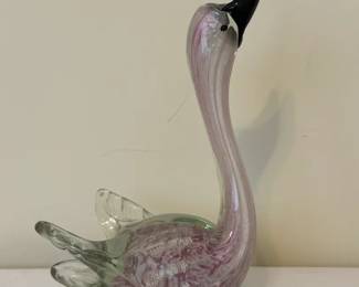 Hand Blown Glass Swan Figurine