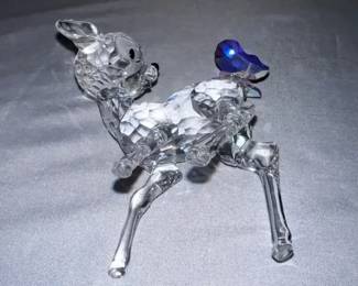 Clear Glass Bambi with Butterfly