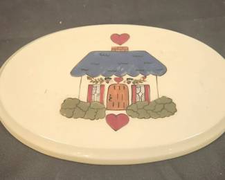 HandPainted Ceramic Wall Hang Oval Plate by Yvonne Snead