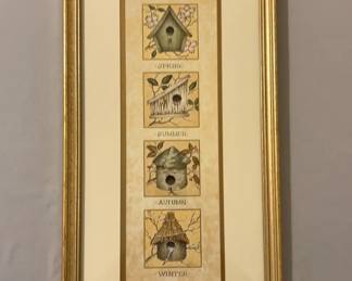 Framed SpringSummerAutumnWinter Birdhouses Print