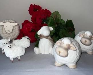 A Herd of Sheep with Flowers Easter Decor