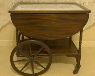 Vintage Wood Dropleaf Tea Cart