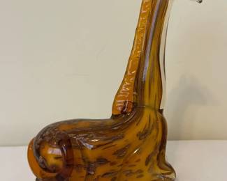 HandBlown Art Glass Figurine Of A Sitting Giraffe, Murano