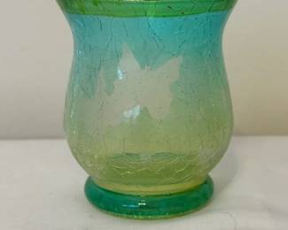 Vintage Green Yankee Candle Crackled Glass Votive Candle Holder