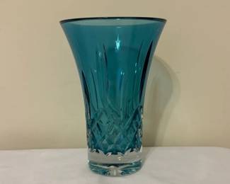 Waterford Lismore 8 flared Vase In Turquoise Blown Glass