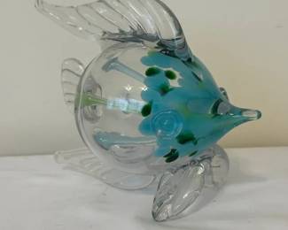 Hand Blown Glass Art Figurine Of A Tropical Fish