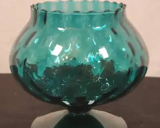 Vintage MidCentury Modern Italian Empoli Optic Glass Vase