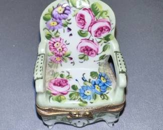 Limoges Floral Chair Trinket Box