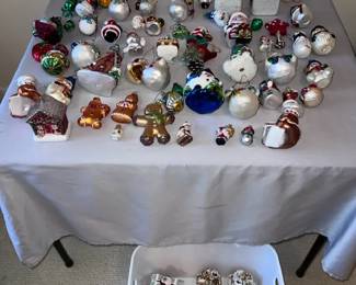 Vintage Shiny Christmas Ornament Lot with Basket