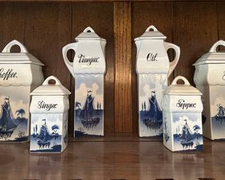 Made in Germany , blue and white Delft canister set