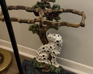 Vintage Victorian Wrought Iron Umbrella Holder with Dalmatian  Dog.