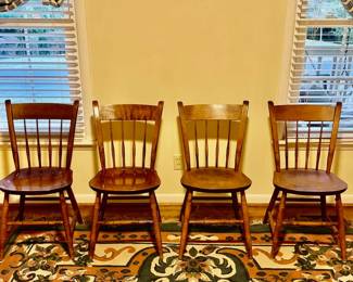 vintage Ethan Allen Heirloom Collection maple Windsor dining side chairs in a classic nutmeg finish
