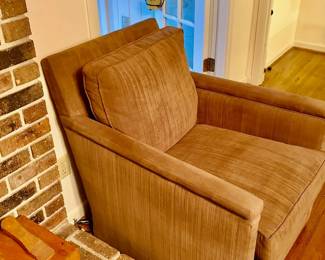 Accent Chair upholstered in a tan chenille fabric