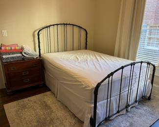 Vintage Iron Queen bed. Nautica nightstand 