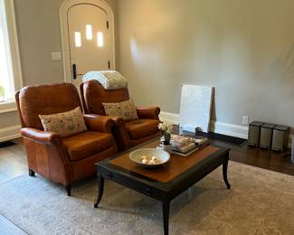 Bradington Young Reclining chairs. Theodore Alexander coffee table. 