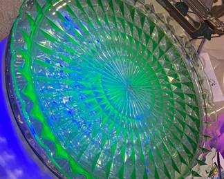 Uranium Glass Cake Plate