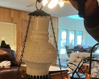 Hanging Lamp with Cast Iron Wall Bracket 