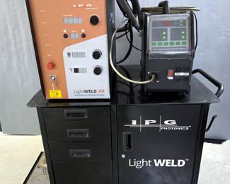 IPG Photonics LightWELD XR Handheld Laser Welding System With Multi Function Auto TIG Wire Feeder Mounted On Rolling Welding Cart, Includes Welding Helmet, Instructions And Accessories, Powers On