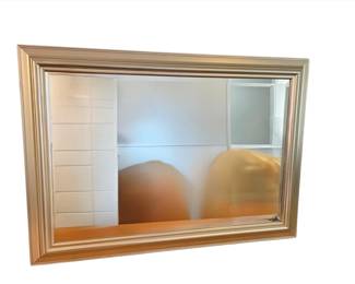 Large Silver Framed Mirror With Beveled Glass