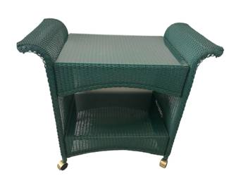 Rolling Green Wicker Bar Cart Plant Cart
