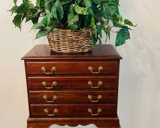 Queen Anne Silverware Chest With Faux Plant