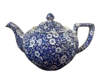 01 Calico Blue Burleigh Stamp By Staffordshire Teapot Lid