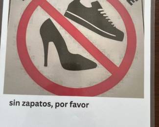 No shoes at this sale. No booties will be provided. Sheridan is not responsible for lost or missing footwear.