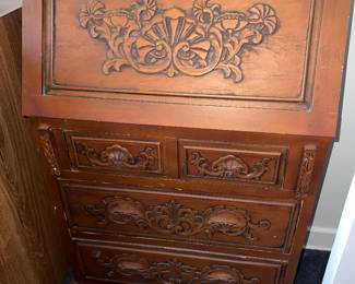 Antique drop-front secretary desk