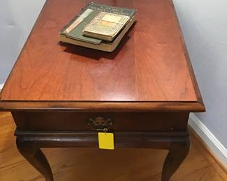 Queen Anne style end table & vintage books