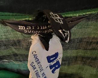 Marimekko Black & Green Striped Button Up Collared Mini Dress