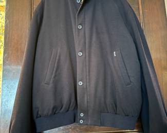 Faconnable by Loro Piana Men's Storm System 100% Wool Black Bomber Jacket