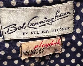 Circa 1960s Bob Cunningham Red & Black Apple Design Tunic Style Dress