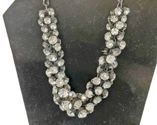 17 Black Metal and Rhinestone Necklace
