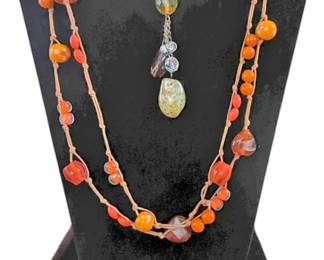 2 Glass and Stone Beaded Necklaces