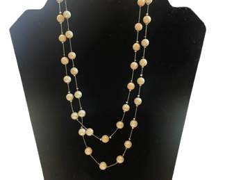 Monet 32 Silver Toned and Pearl Necklace