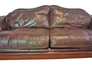 Traditional Style Brown Leather Couch