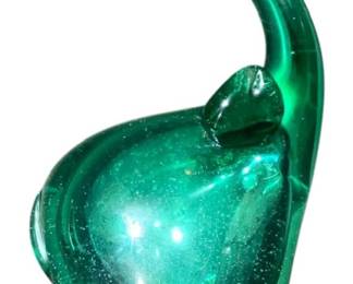 Green Glass Elephant Figurine