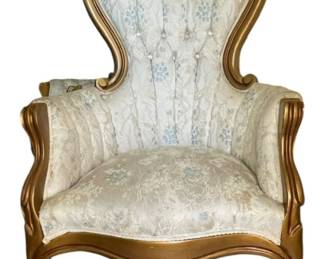 2 VictorianStyle Tufted Parlor Chairs