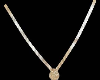 925 Mesh Chain VNeck wTeardrop Necklace