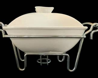 Covered Ceramic Baker with Warming Stand