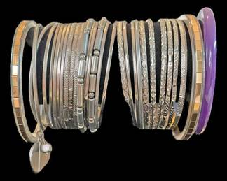 30 Bangle Silver Toned Bracelets
